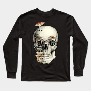 Skull Blossoming with Mushrooms Long Sleeve T-Shirt